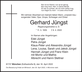 Traueranzeige von Gerhard Jüngst von Siegener Zeitung