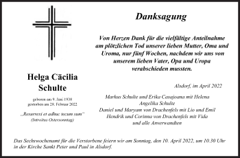 Traueranzeige von Helga Cäcilia Schulte von Siegener Zeitung