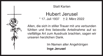 Traueranzeige von Hubert Jerusel von Siegener Zeitung