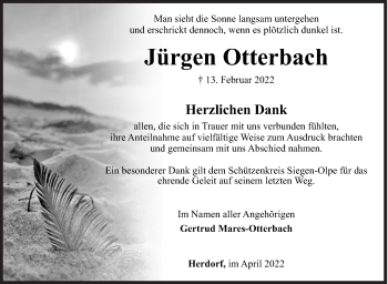 Traueranzeige von Jürgen Otterbach von Siegener Zeitung