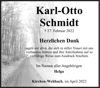 Traueranzeige von Karl-Otto Schmidt von Siegener Zeitung