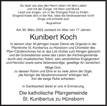 Traueranzeige von Kunibert Koch von Siegener Zeitung