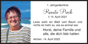 Traueranzeige von Renate Pieck von Siegener Zeitung
