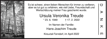 Traueranzeige von Ursula Veronika Treude von Siegener Zeitung