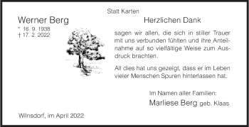 Traueranzeige von Werner Berg von Siegener Zeitung