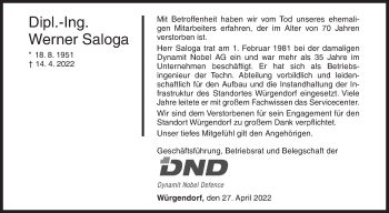 Traueranzeige von Werner Saloga von Siegener Zeitung