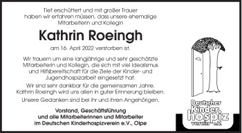 Traueranzeige von Kathrin Roeingh von Siegener Zeitung