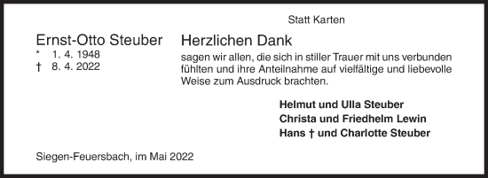 Traueranzeige von Ernst-Otto Steuber von Siegener Zeitung