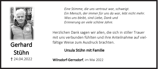 Traueranzeige von Gerhard Stühn von Siegener Zeitung