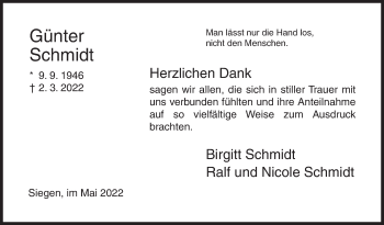Traueranzeige von Günter Schmidt von Siegener Zeitung