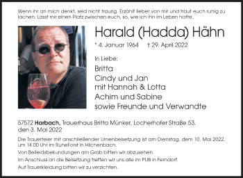Traueranzeige von Harald  Hähn von Siegener Zeitung