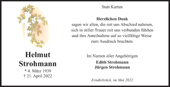 Traueranzeige von Helmut Strohmann von Siegener Zeitung