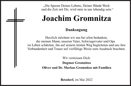 Traueranzeige von Joachim Gromnitza von Siegener Zeitung