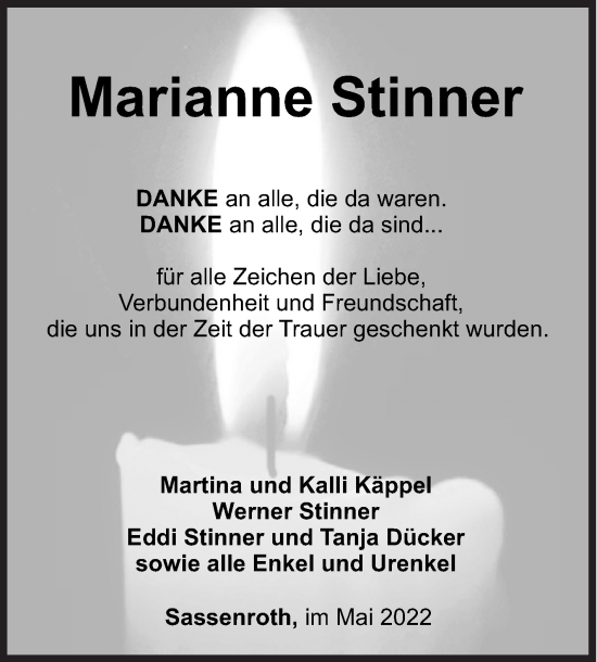 Traueranzeige von Marianne Stinner von Siegener Zeitung