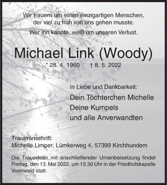 Traueranzeige von Michael Link von Siegener Zeitung
