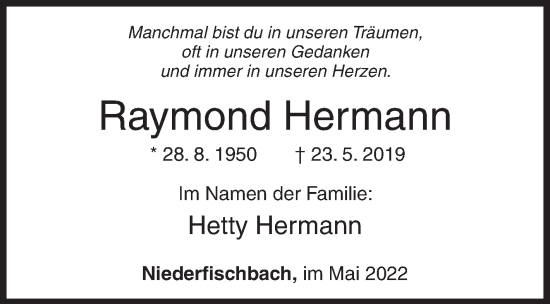 Traueranzeige von Raymond Hermann von Siegener Zeitung