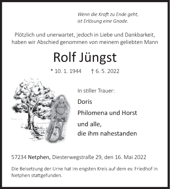 Traueranzeige von Rolf Jüngst von Siegener Zeitung