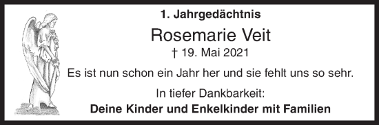 Traueranzeige von Rosemarie Veit von Siegener Zeitung