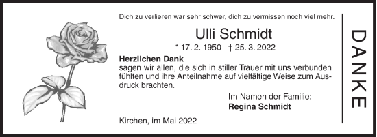 Traueranzeige von Ulli Schmidt von Siegener Zeitung