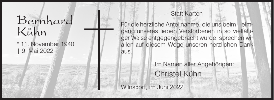 Traueranzeige von Bernhard Kühn von Siegener Zeitung