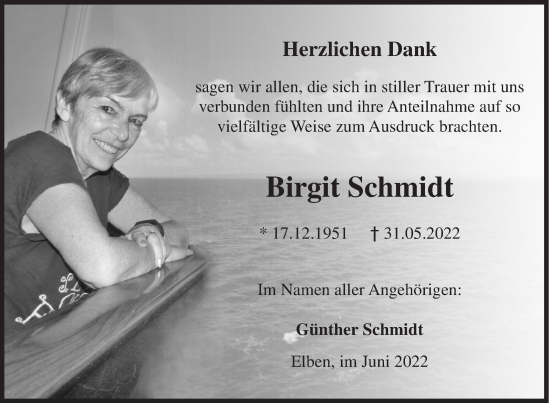 Traueranzeige von Birgit Schmidt von Siegener Zeitung