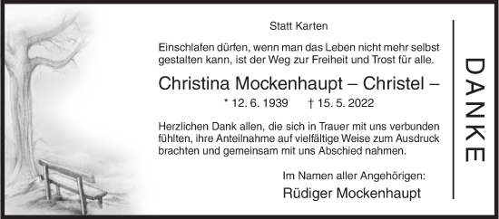 Traueranzeige von Christina Mockenhaupt von Siegener Zeitung