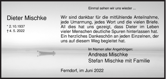 Traueranzeige von Dieter Mischke von Siegener Zeitung