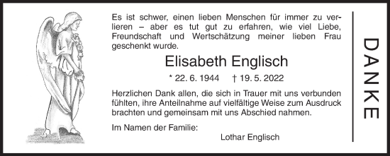 Traueranzeige von Elisabeth Englisch von Siegener Zeitung