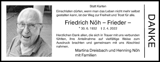 Traueranzeige von Friedrich Nöh von Siegener Zeitung