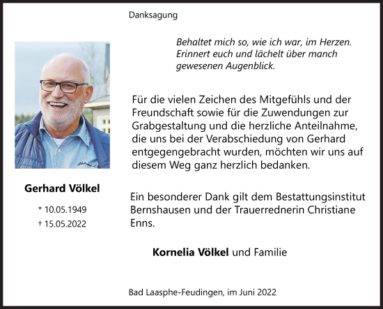 Traueranzeige von Gerhard Völkel von Siegener Zeitung