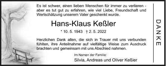 Traueranzeige von Hans-Klaus Keßler von Siegener Zeitung