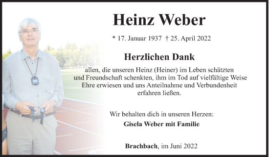 Traueranzeige von Heinz Weber von Siegener Zeitung