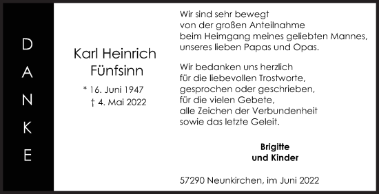 Traueranzeige von Karl Heinrich Fünfsinn von Siegener Zeitung