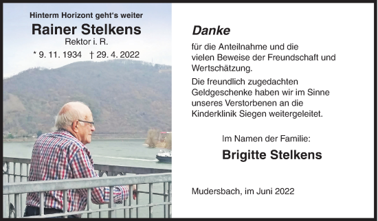 Traueranzeige von Rainer Stelkens von Siegener Zeitung