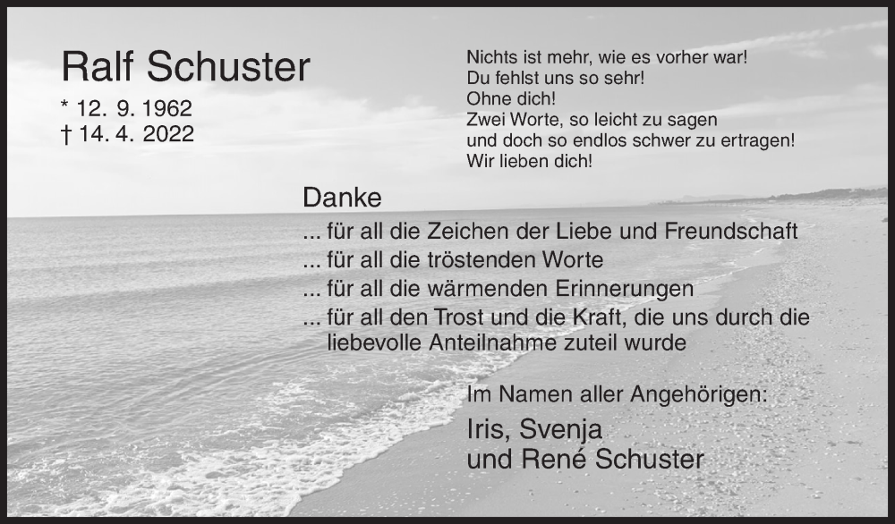  Traueranzeige für Ralf Schuster vom 04.06.2022 aus Siegener Zeitung