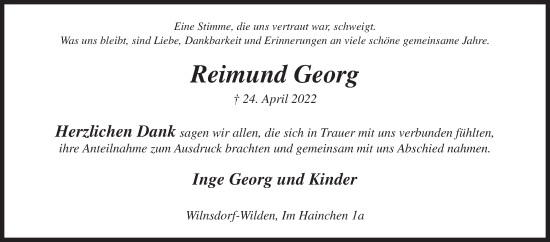 Traueranzeige von Reimund Georg von Siegener Zeitung