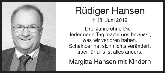 Traueranzeige von Rüdiger Hansen von Siegener Zeitung