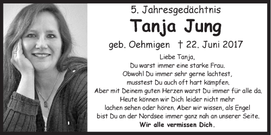 Traueranzeige von Tanja Jung von Siegener Zeitung