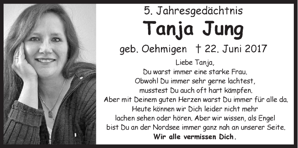  Traueranzeige für Tanja Jung vom 22.06.2022 aus Siegener Zeitung