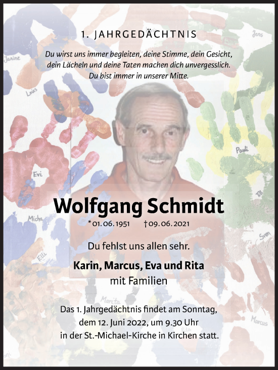Traueranzeige von Wolfgang Schmidt von Siegener Zeitung