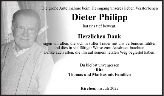 Traueranzeige von Dieter Philipp von Siegener Zeitung