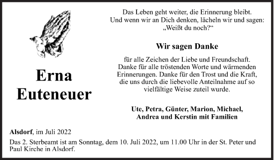 Traueranzeige von Erna Euteneuer von Siegener Zeitung