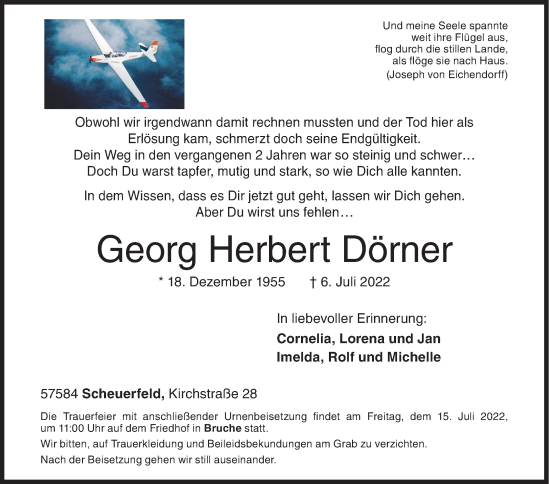 Traueranzeige von Georg Herbert Dörner von Siegener Zeitung
