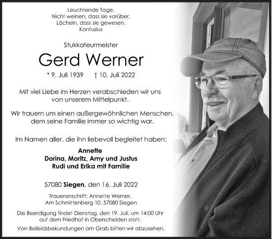 Traueranzeige von Gerd Werner von Siegener Zeitung