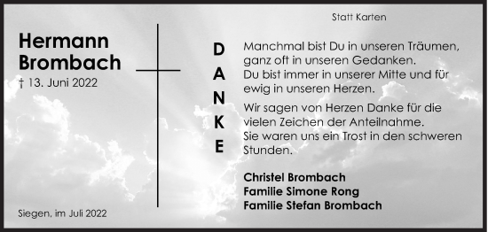 Traueranzeige von Hermann Brombach von Siegener Zeitung