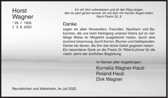 Traueranzeige von Horst Wagner von Siegener Zeitung