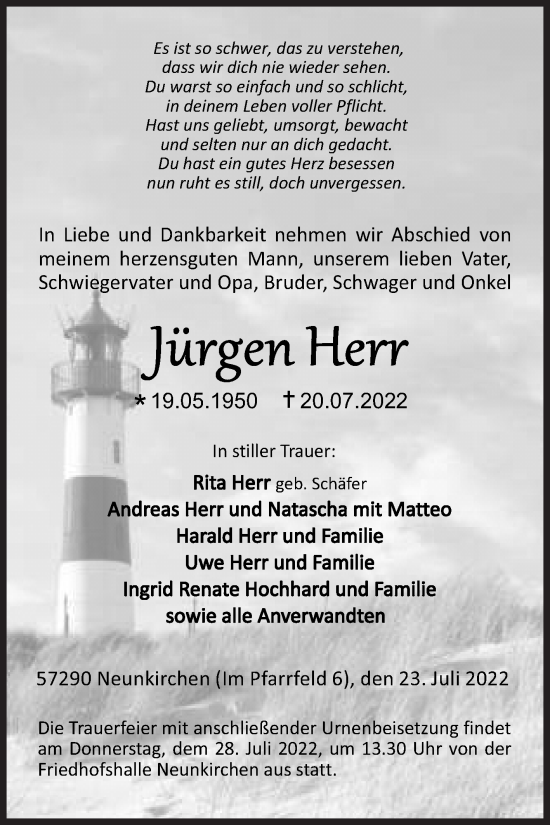 Traueranzeige von Jürgen Herr von Siegener Zeitung