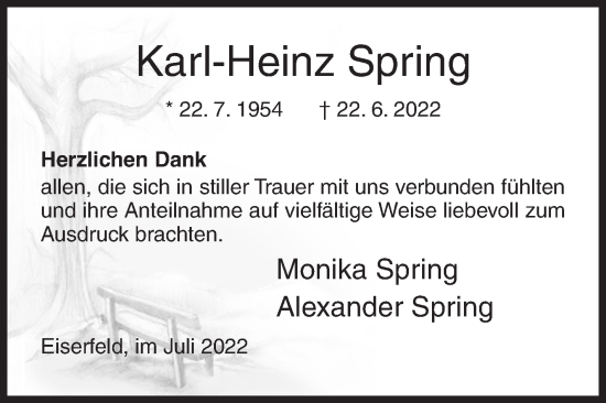 Traueranzeige von Karl-Heinz Spring von Siegener Zeitung