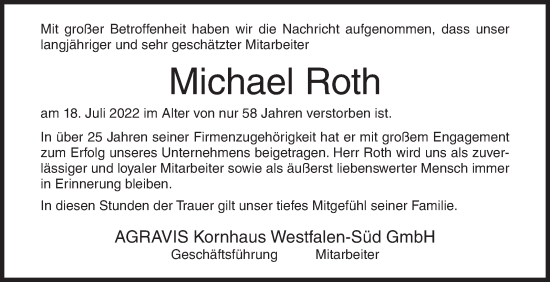 Traueranzeige von Michael Roth von Siegener Zeitung