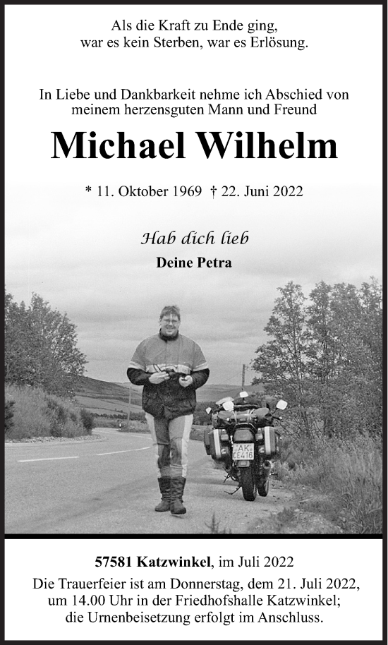 Traueranzeige von Michael Wilhelm von Siegener Zeitung